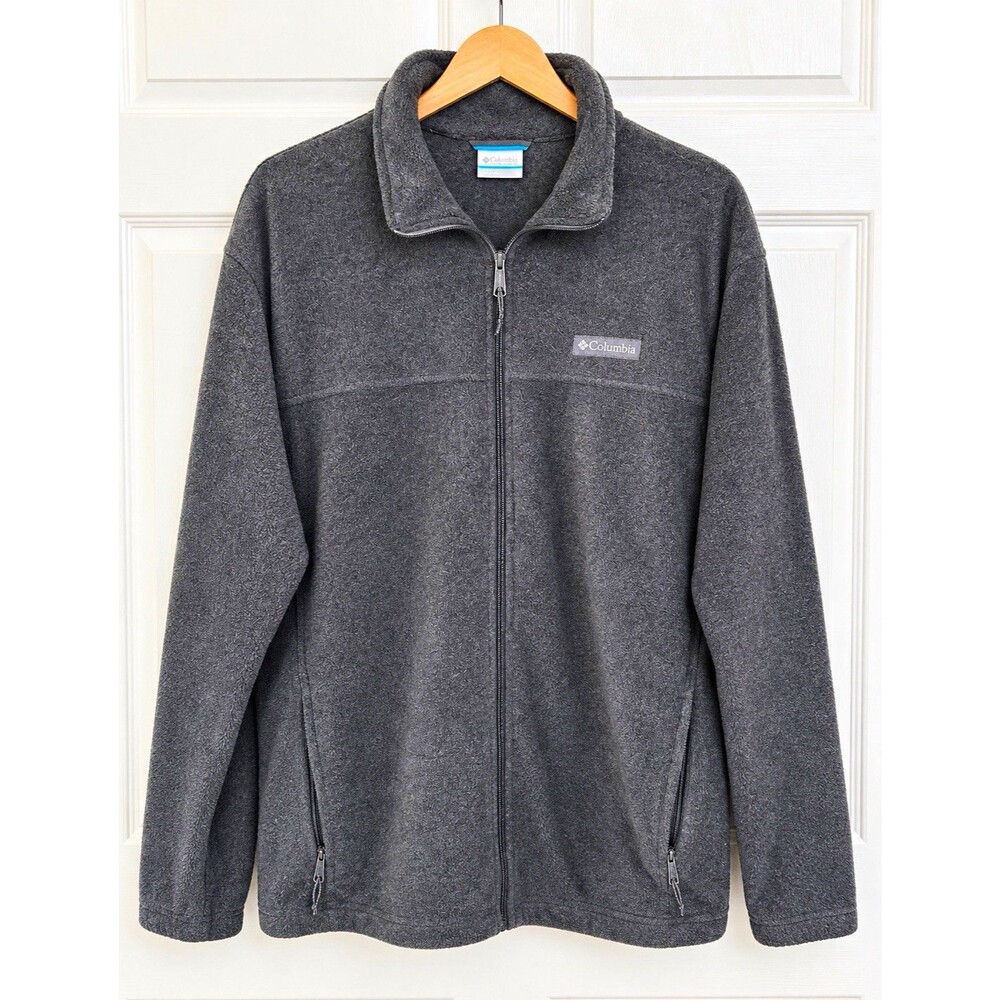 Columbia Men’s Gray Full-Zip Jacket L Stand-Up Collar Pockets Outdoor